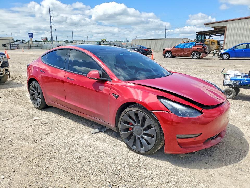 2022 Tesla VIN 5YJ3E1EC1NF343674 COPART salvage auction — FRONT END, Tx - Salvage Vehicle Title, sold $7,600 on 2026-07-22 (photo 4)