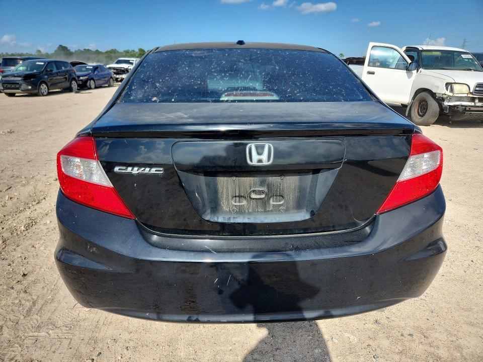 2012 Honda Civic VIN 2HGFB2F95CH540452 COPART salvage auction — WATER/FLOOD, Tx - Salvage Title-Flood Damage, sold $625 on 2026-07-02 (photo 6)