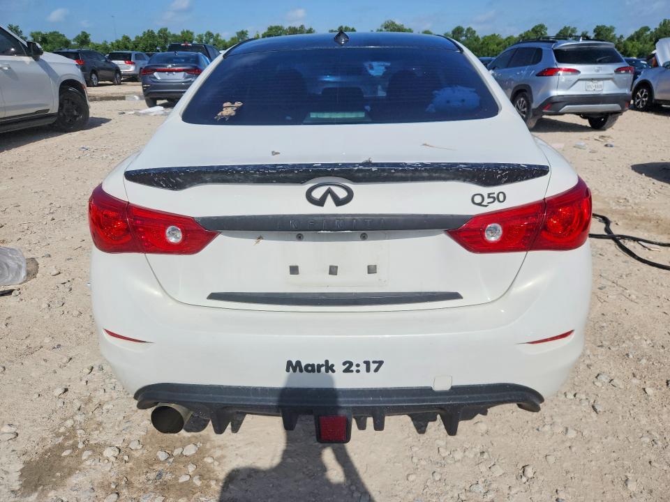 2015 Infiniti Q50 VIN JN1BV7AP1FM355519 COPART salvage auction — FRONT END, Tx - Salvage Vehicle Title, sold $2,950 on 2026-07-17 (photo 6)