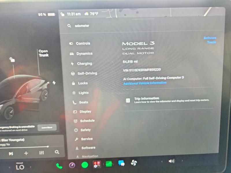 2021 Tesla Model 3 VIN 5YJ3E1EB5MF855220 COPART salvage auction — SIDE, Wi - Cert Of Title-Salvage Vehicle, sold $8,600 on 2026-07-06 (photo 9)