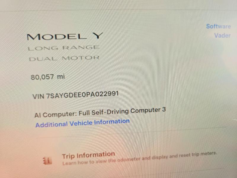 2023 Tesla Model y VIN 7SAYGDEE0PA022991 COPART salvage auction — FRONT END, Va - Cert Of Title - Salvage, sold $10,400 on 2026-07-15 (photo 9)