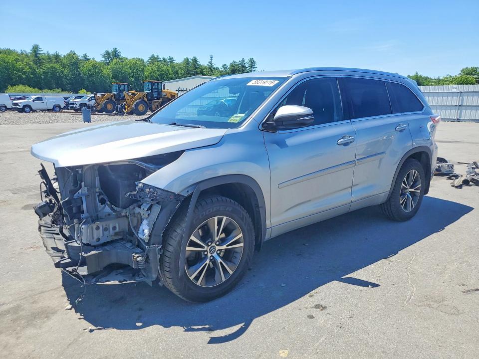 2016 Toyota Highlander VIN 5TDJKRFH8GS290186 COPART salvage auction — FRONT END, Me - Cert Of Title-Salvage Collisio, sold $7,700 on 2026-07-06 (photo 1)