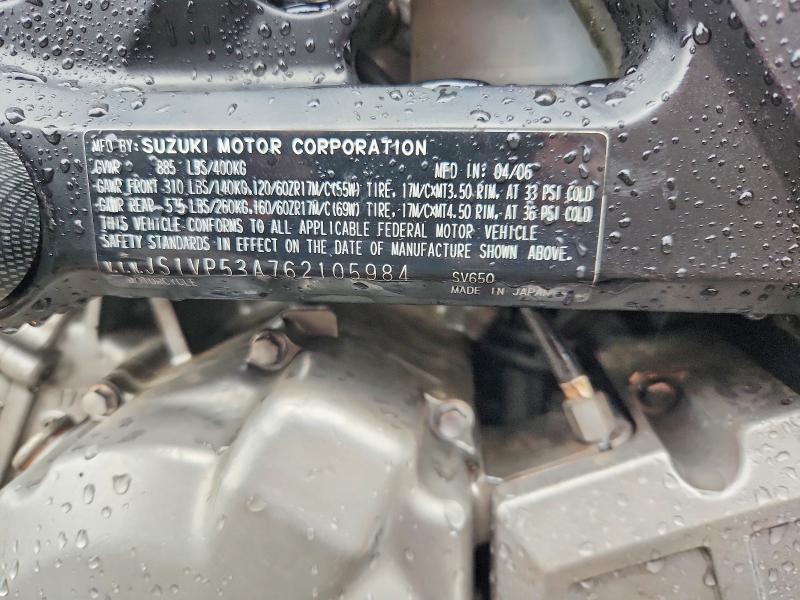 2006 Suzuki Sv650 VIN JS1VP53A762105984 COPART salvage auction — SIDE, Il - Certificate Of Title, sold $225 on 2026-07-09 (photo 9)
