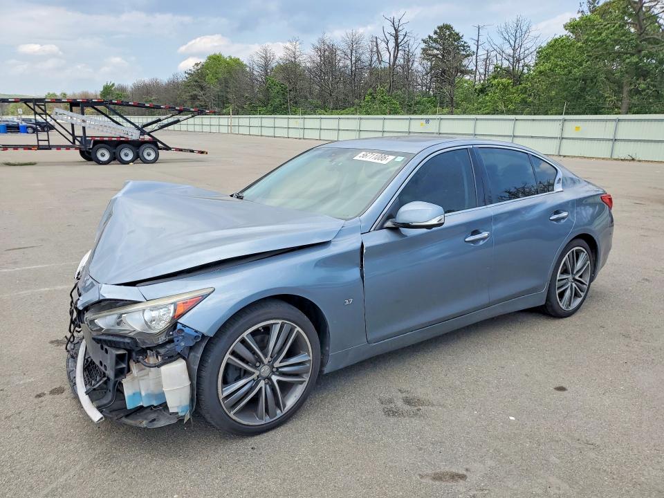 2014 Infiniti Q50 VIN JN1BV7AR5EM682635 COPART salvage auction — FRONT END, Ny - Mv-907A Salvage Certificate, sold $400 on 2026-07-15 (photo 1)