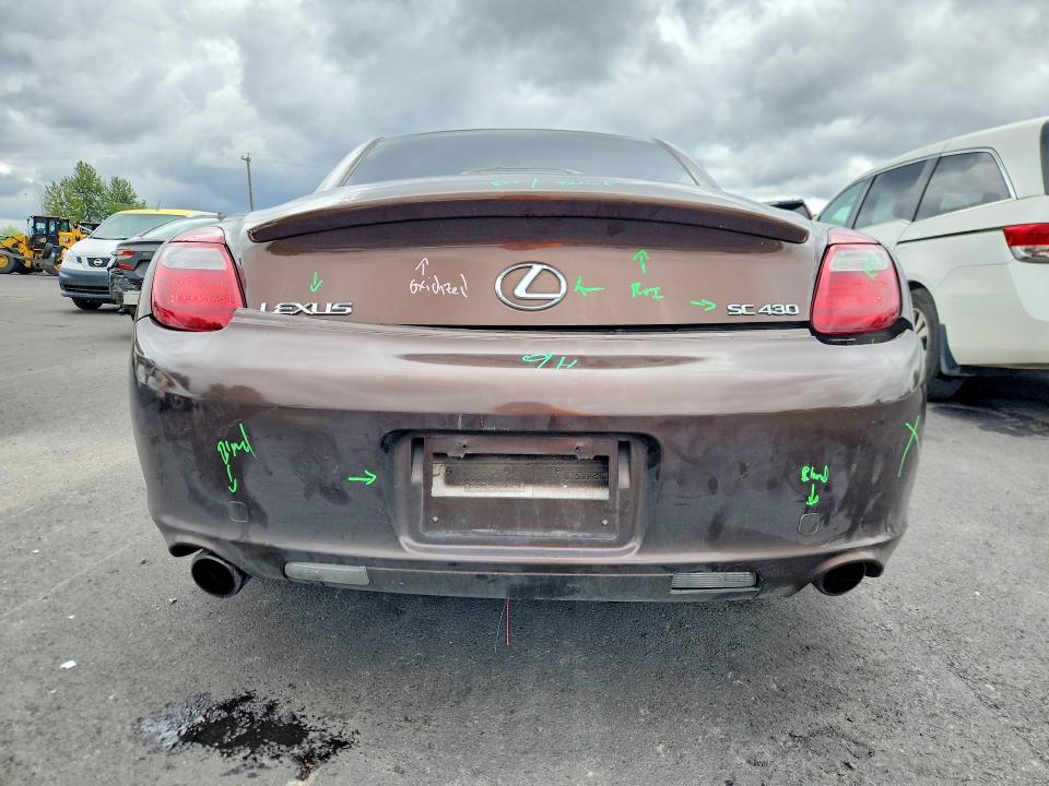 2006 Lexus Sc VIN JTHFN48YX69002354 COPART salvage auction — REAR END, OR - SALVAGE TITLE CERTIFICATE, sold $800 on 2026-07-29 (photo 6)