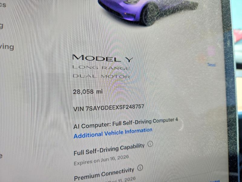 2025 Tesla Model y VIN 7SAYGDEEXSF248757 COPART salvage auction — REAR END, Ut - Salvage Certificate, sold $14,200 on 2026-07-31 (photo 9)