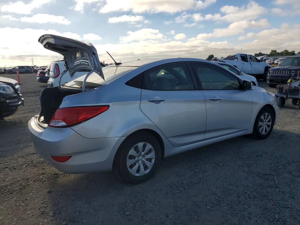 2017 Hyundai Accent VIN KMHCT4AE4HU194845 COPART salvage auction — REAR END, Ca - Salvage Certificate, sold $725 on 2026-07-09 (photo 3)