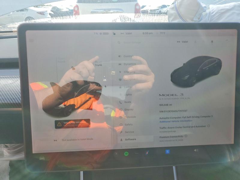 2020 Tesla Model 3 VIN 5YJ3E1EA0LF797037 COPART salvage auction — FRONT END, MI - CERTIFICATE OF TITLE, sold $4,900 on 2026-08-01 (photo 9)