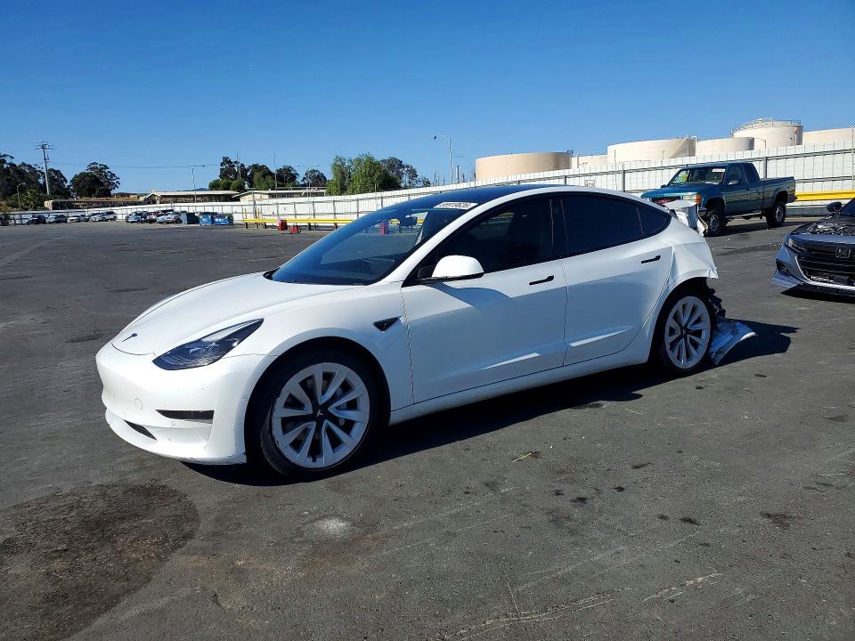2021 Tesla Model 3 VIN 5YJ3E1EB3MF002511 COPART salvage auction — REAR END, Ca - Salvage Certificate, sold $3,400 on 2026-07-06 (photo 1)