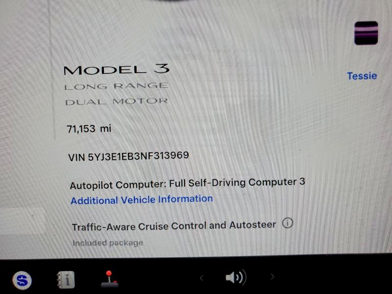 2022 Tesla Model 3 VIN 5YJ3E1EB3NF313969 COPART salvage auction — FRONT END, Az - Cert Of Title - Salvage, sold $6,300 on 2026-07-08 (photo 9)