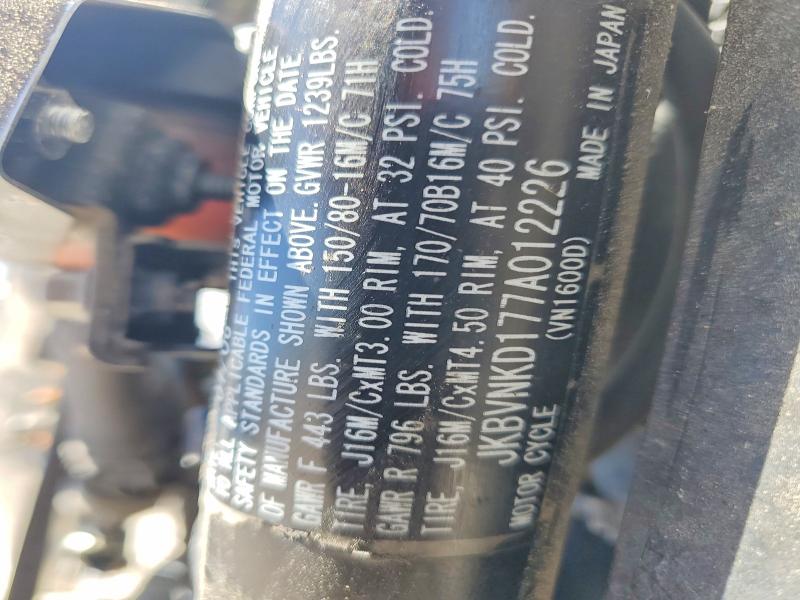 2007 Kawasaki Vn1600 VIN JKBVNKD177A012226 COPART salvage auction — SIDE, UT - SALVAGE CERTIFICATE, sold $4 on 2026-07-16 (photo 8)