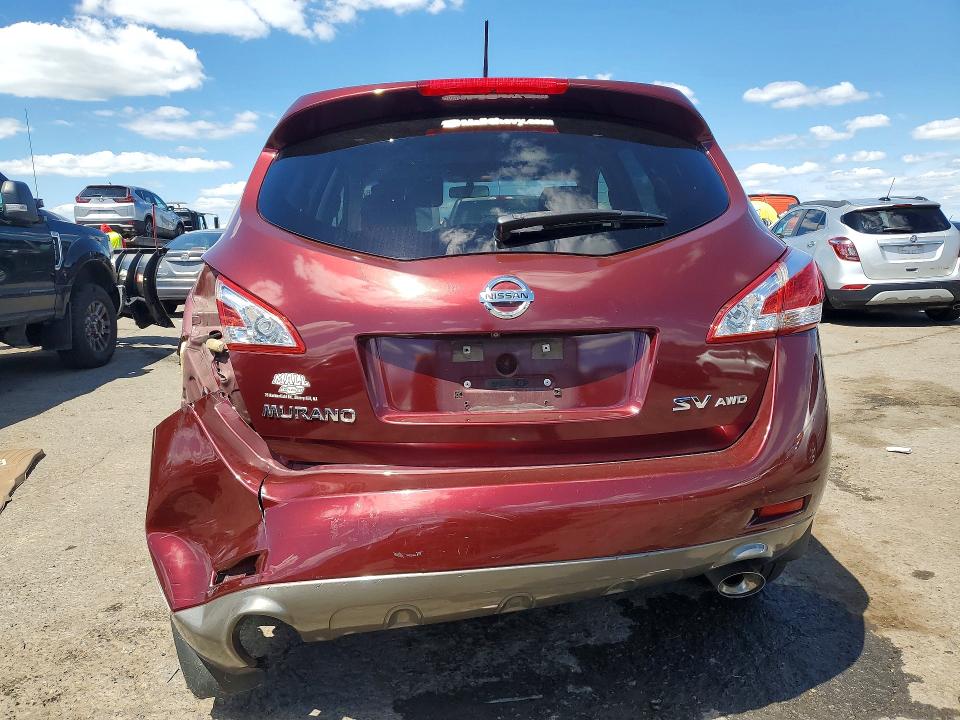 2012 Nissan Murano VIN JN8AZ1MW0CW233316 COPART salvage auction — REAR END, Pa - Certificate Of Salvage, sold $400 on 2026-07-17 (photo 6)