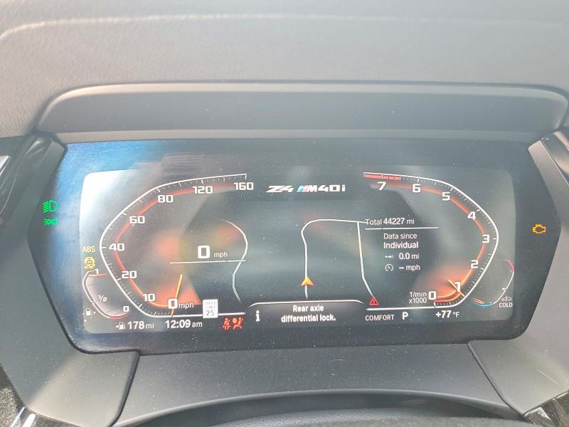 2021 BMW Z4 VIN WBAHF9C06MWX22560 COPART salvage auction — FRONT END, Md - Cert Of Salvage < 75% Damage, sold $17,400 on 2026-07-10 (photo 9)