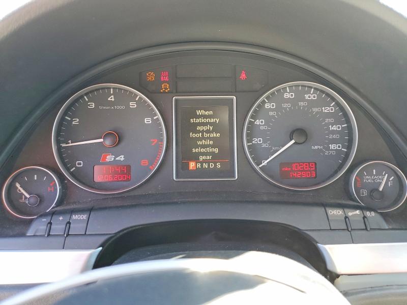 2005 Audi S4 VIN WAUGL78E95A544140 COPART salvage auction — FRONT END, Il - Dis/Dlr/Exp Only Clean Title (P), sold $375 on 2026-07-23 (photo 9)