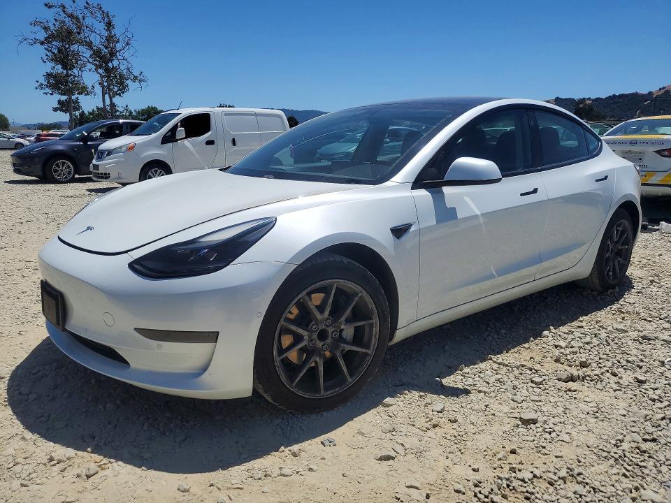 2021 Tesla Model 3 VIN 5YJ3E1EA9MF876949 COPART salvage auction — SIDE, CA - SALVAGE CERTIFICATE, sold $7,800 on 2026-07-16 (photo 1)