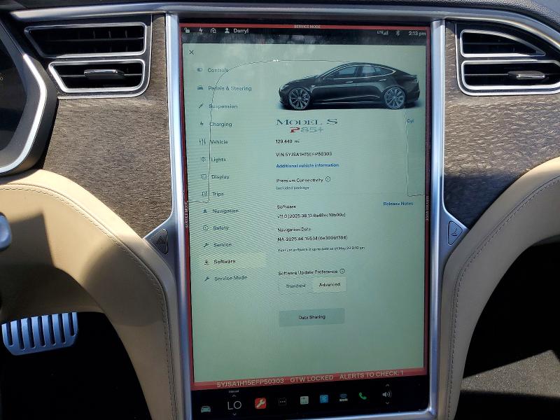 2014 Tesla Model s VIN 5YJSA1H15EFP50303 COPART salvage auction — MINOR DENT/SCRATCHES, Ca - Salvage Certificate, sold $5,700 on 2026-07-17 (photo 9)