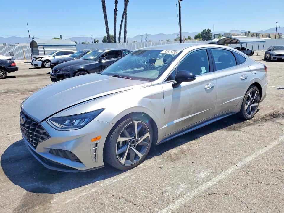 2021 Hyundai Sonata VIN 5NPEJ4J28MH065181 COPART salvage auction — Burn Engine, Ca - Salvage Certificate, sold $325 on 2026-07-28 (photo 1)