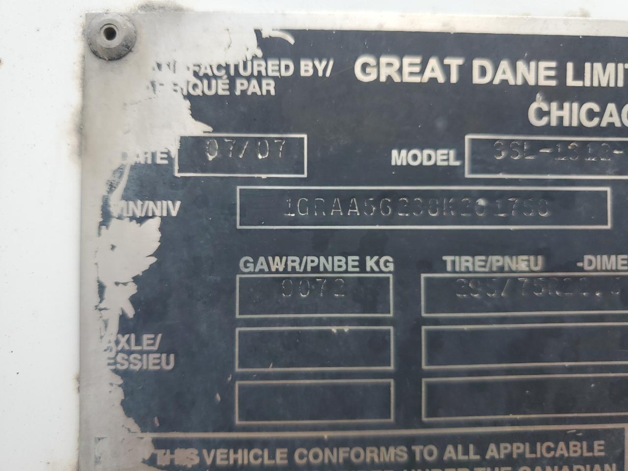 2008 Great dane All models VIN 1GRAA56238K201758 COPART salvage auction — Normal Wear, ON - PERMIT NO BRAND - FIT, sold $900 on 2026-09-11 (photo 8)