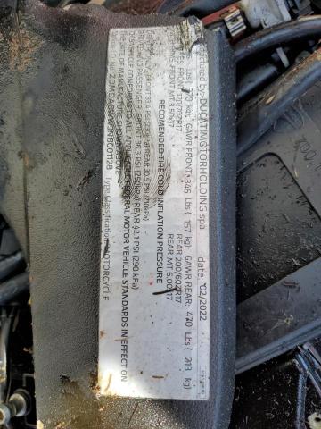 2022 Ducati Panigale VIN ZDMDAGWW3NB001128 COPART salvage auction — ROLLOVER, Ky - Bill Of Sale/Part Only/No Titl, sold $950 on 2026-07-23 (photo 9)