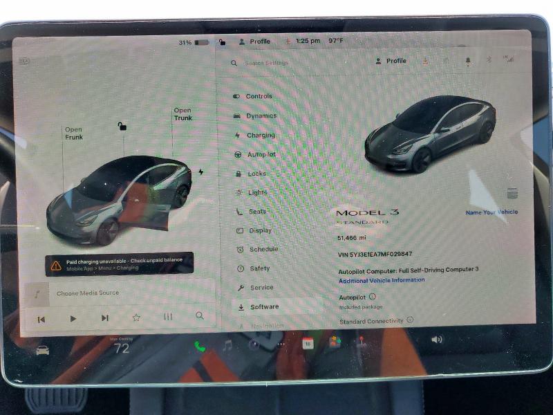 2021 Tesla Model 3 VIN 5YJ3E1EA7MF029847 COPART salvage auction — SIDE, Tx - Certificate Of Title, sold $3,900 on 2026-07-28 (photo 9)