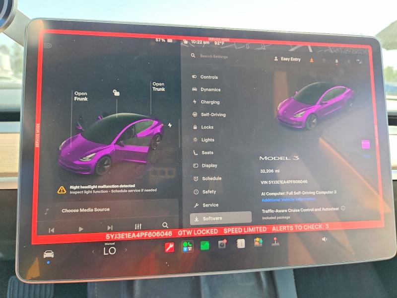 2023 Tesla Model 3 VIN 5YJ3E1EA4PF606046 COPART salvage auction — SIDE, Ca - Salvage Certificate, sold $250 on 2026-07-21 (photo 9)