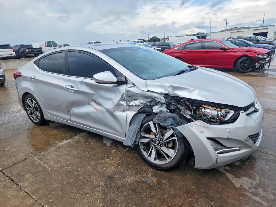 2016 Hyundai Elantra VIN KMHDH4AE7GU553397 COPART salvage auction — FRONT END, TX - SALVAGE VEHICLE TITLE (P), sold $900 on 2026-07-27 (photo 4)