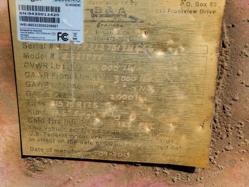2015 Aro Trailer VIN 1B9FP212751711666 COPART salvage auction — FRONT END, Sc - Cert Of Title-Salvage, sold $650 on 2026-08-27 (photo 8)