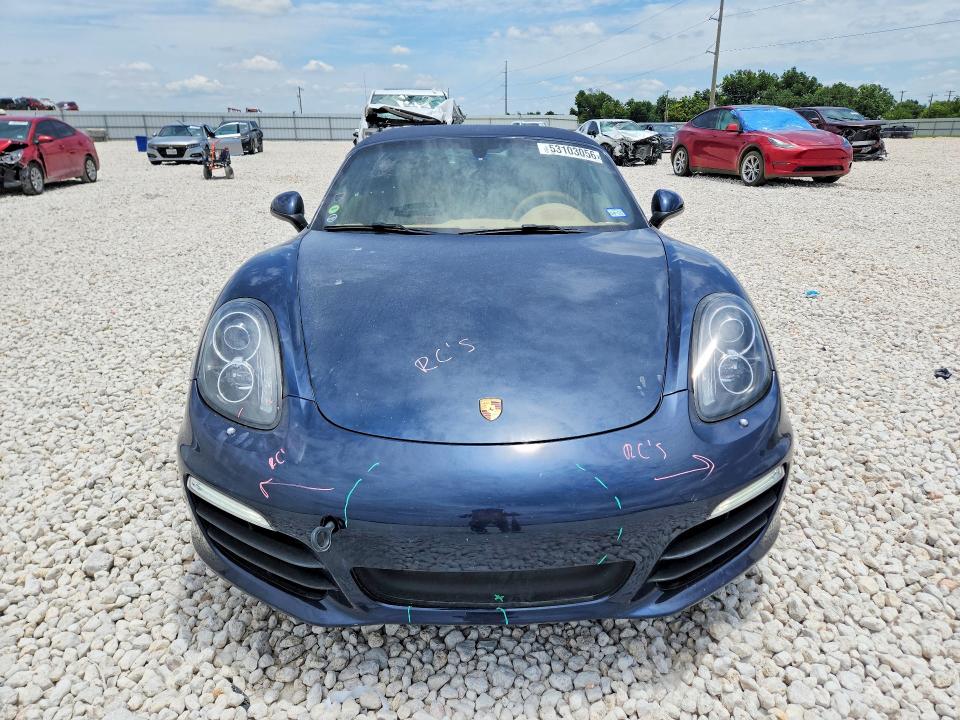 2014 Porsche Boxster VIN WP0CB2A85EK140113 COPART salvage auction — FRONT END, Tx - Salvage Vehicle Title, sold $12,300 on 2026-07-23 (photo 5)