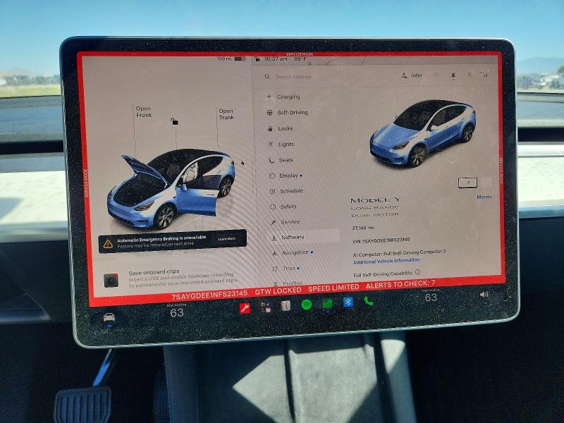 2022 Tesla Model y VIN 7SAYGDEE1NF523145 COPART salvage auction — REAR END, Ut - Salvage Certificate, sold $12,000 on 2026-07-28 (photo 9)