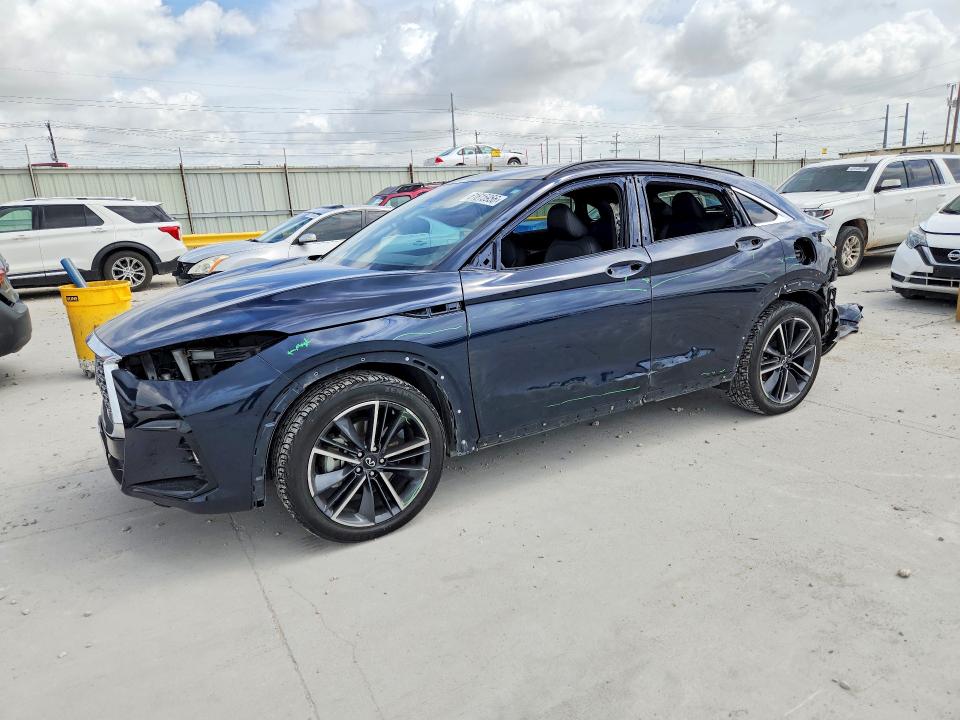 2023 Infiniti Qx55 VIN 3PCAJ5JR6PF115578 COPART salvage auction — SIDE, TX - SALVAGE VEHICLE TITLE (P), sold $7,700 on 2026-08-21 (photo 1)