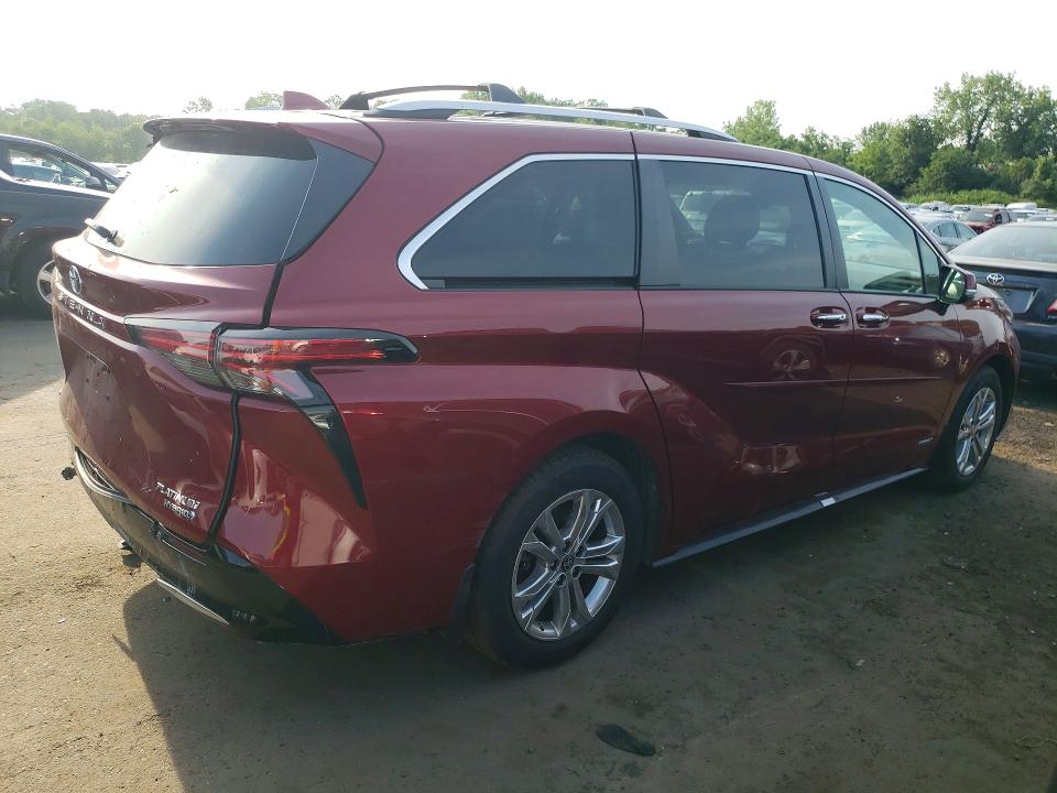 2021 Toyota Sienna VIN 5TDESKFC0MS011872 COPART salvage auction — REAR END, CT - CERT OF TITLE-SALVAGE, sold $11,300 on 2026-07-24 (photo 3)