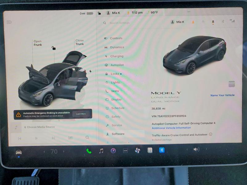 2023 Tesla Model y VIN 7SAYGDEE8PF859104 COPART salvage auction — FRONT END, Fl - Cert Of Title Slvg Rebuildable, sold $6,700 on 2026-07-30 (photo 9)