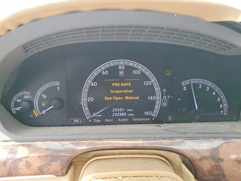 2011 Mercedes-benz S class VIN WDDNG7BB8BA387926 COPART salvage auction — FRONT END, FL - CERTIFICATE OF TITLE, sold $500 on 2026-07-28 (photo 9)