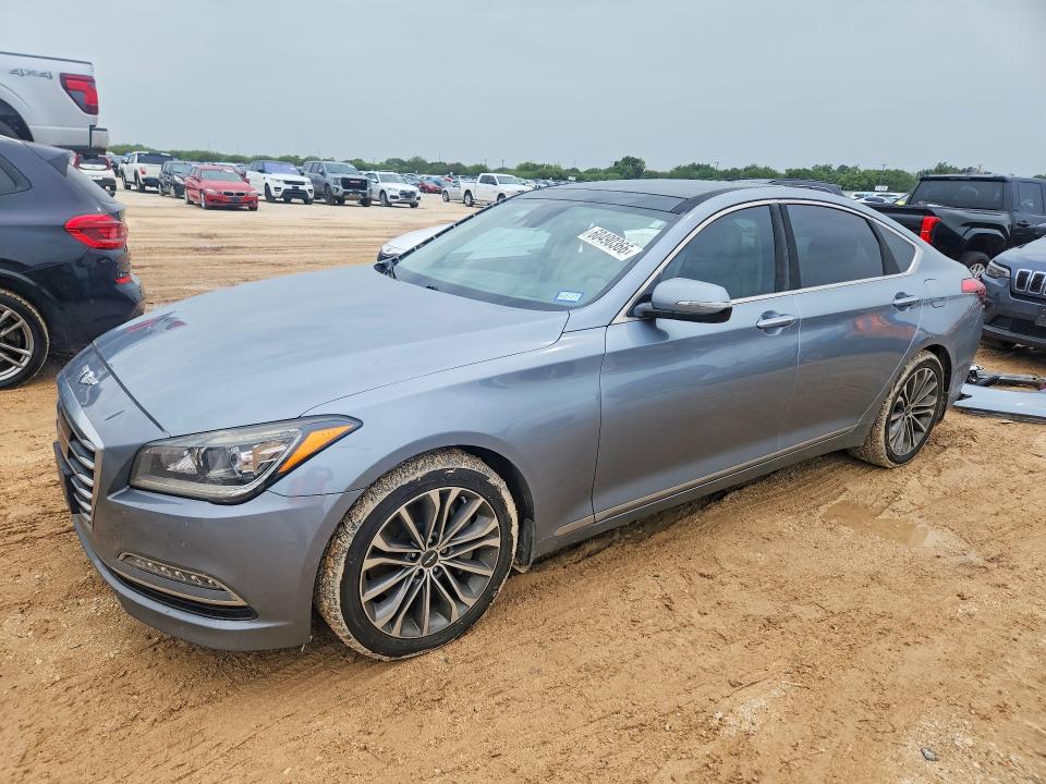 2017 Genesis G80 VIN KMHGN4JE2HU187954 COPART salvage auction — FRONT END, Tx - Salvage Vehicle Title, sold $1,300 on 2026-07-23 (photo 1)