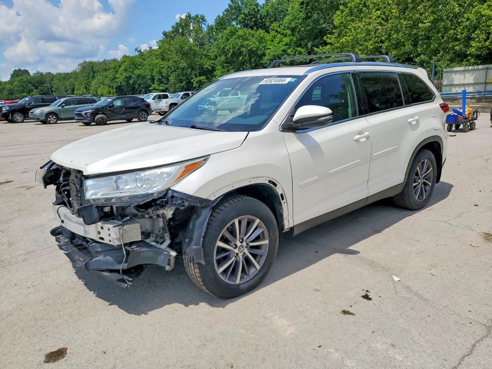 2019 Toyota Highlander VIN 5TDJZRFH9KS567951 COPART salvage auction — FRONT END, Pa - Certificate Of Salvage, sold $2,150 on 2026-07-23 (photo 1)