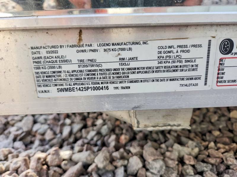 2023 Legend manufacturing Enclosed trailer VIN 5WMBE1425P1000416 COPART salvage auction — ROOF, WI - CERT OF TITLE-SALVAGE VEHICLE, sold $15 on 2026-07-27 (photo 8)