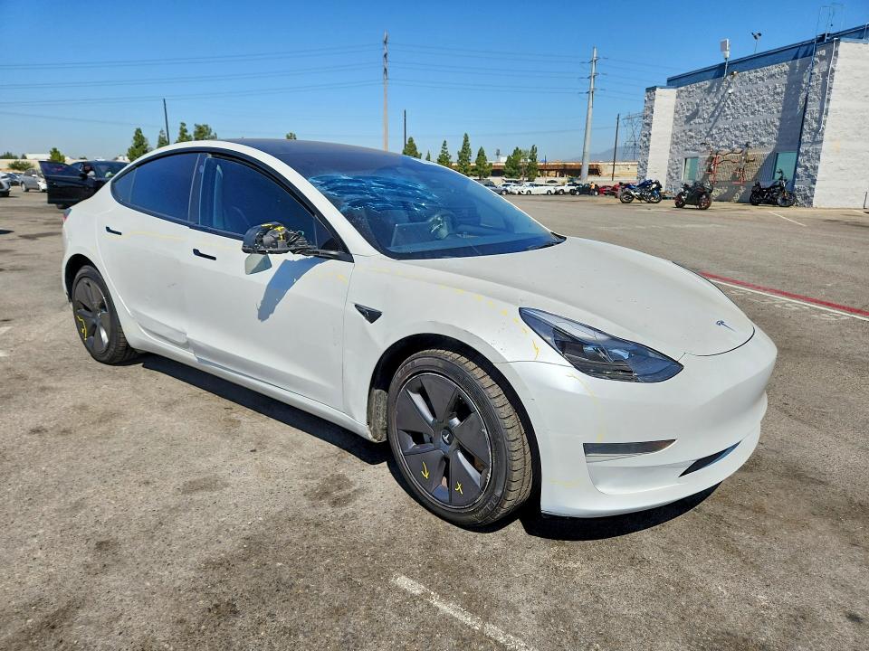 2023 Tesla Model 3 VIN 5YJ3E1EA4PF606046 COPART salvage auction — SIDE, Ca - Salvage Certificate, sold $250 on 2026-07-21 (photo 4)