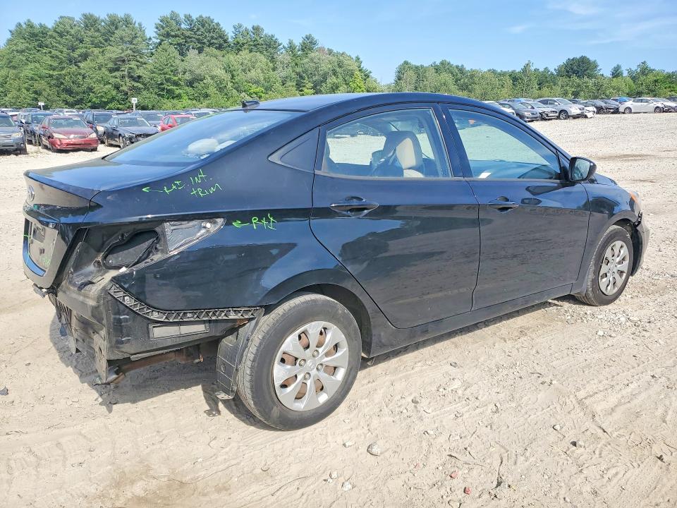 2016 Hyundai Accent VIN KMHCT4AE2GU102582 COPART salvage auction — REAR END, Ma - Cert Of Title-Reconstrctd Coll, sold $725 on 2026-07-27 (photo 3)