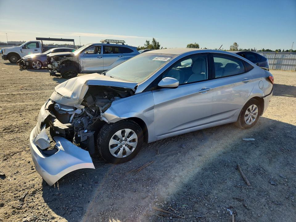 2017 Hyundai Accent VIN KMHCT4AE5HU312871 COPART salvage auction — FRONT END, Ca - Salvage Certificate, sold $150 on 2026-07-28 (photo 1)