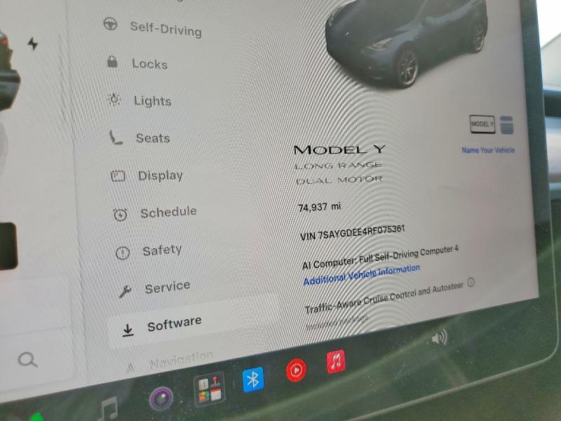 2024 Tesla Model y VIN 7SAYGDEE4RF075361 COPART salvage auction — HAIL, Co - Certificate Of Title, sold $6,200 on 2026-07-28 (photo 9)