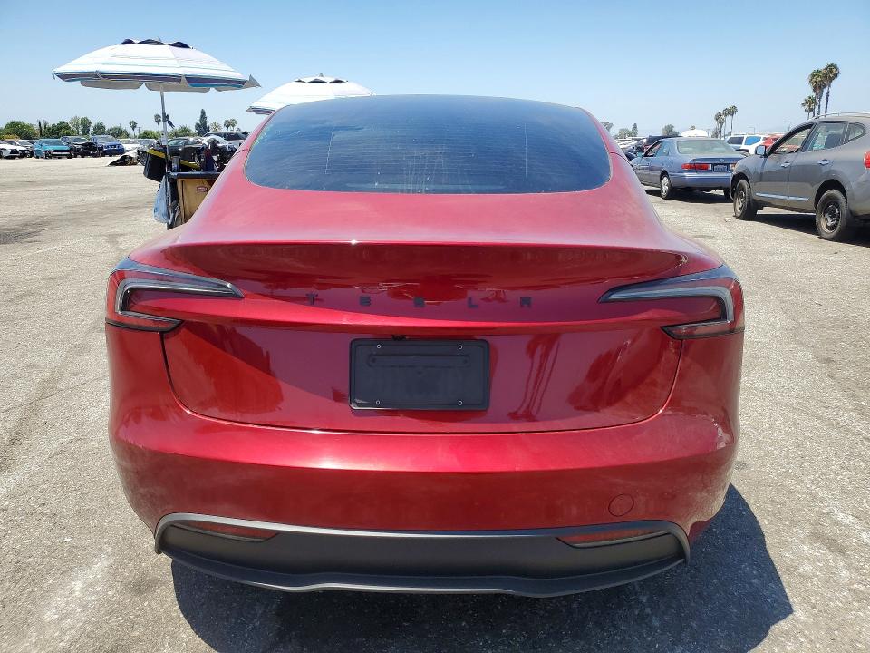 2025 Tesla Model 3 VIN 5YJ3E1EA3SF057433 COPART salvage auction — FRONT END, Ca - Salvage Certificate, sold $10,300 on 2026-09-01 (photo 6)