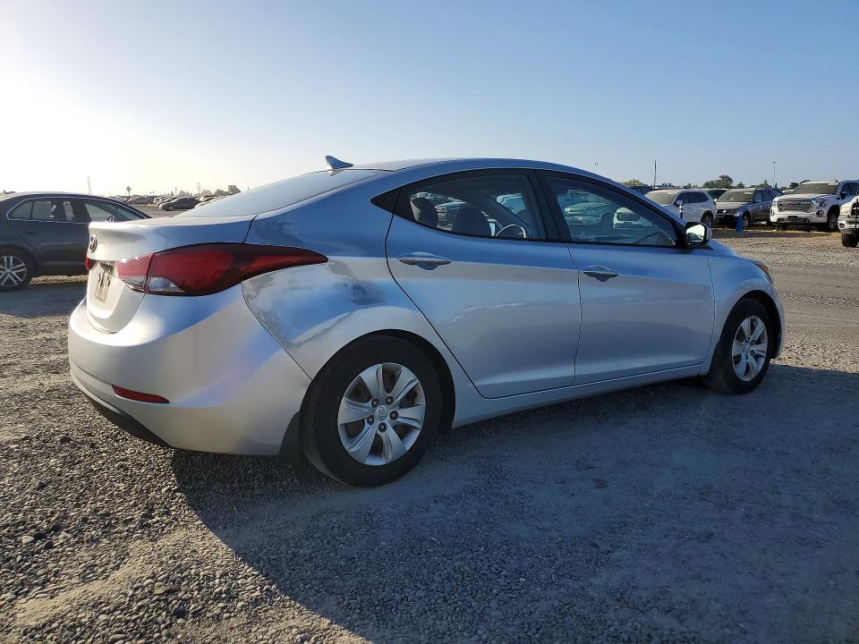 2016 Hyundai Elantra VIN KMHDH4AE8GU491007 COPART salvage auction — REAR END, Ca - Dlr/Dis/Exp Only Salvage Title, sold $1,250 on 2026-07-07 (photo 3)