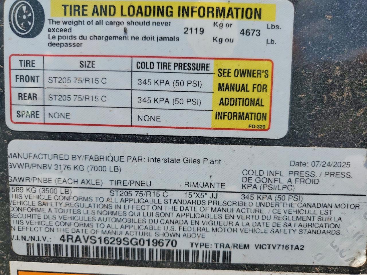 2025 Utility All models VIN 4RAVS1629SG019670 COPART salvage auction — Front End, TN - CERTIFICATE OF TITLE (P), sold $2,550 on 2026-09-03 (photo 9)