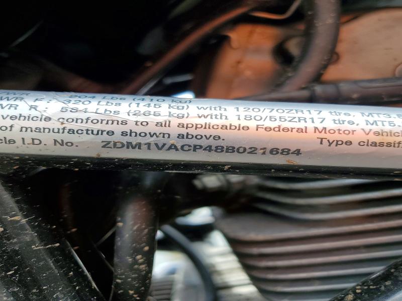 2008 Ducati Multistrada VIN ZDM1VACP48B021684 COPART salvage auction — SIDE, NY - MV-907A SALVAGE CERTIFICATE, sold $500 on 2026-08-06 (photo 9)