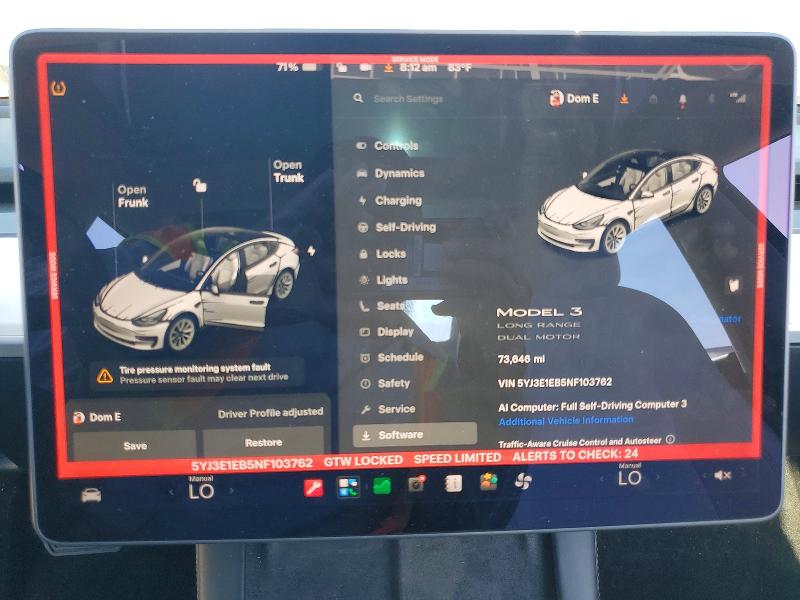 2022 Tesla Model 3 VIN 5YJ3E1EB5NF103762 COPART salvage auction — UNDERCARRIAGE, Ca - Salvage Certificate, sold $7,000 on 2026-09-01 (photo 9)