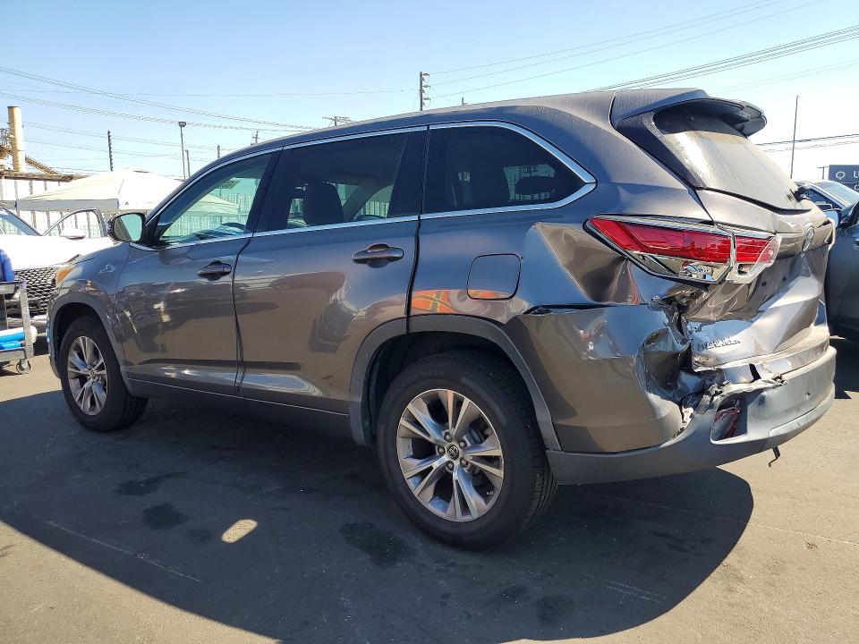 2016 Toyota Highlander VIN 5TDZKRFH8GS121921 COPART salvage auction — REAR END, Ca - Salvage Certificate, sold $4,250 on 2026-07-29 (photo 2)