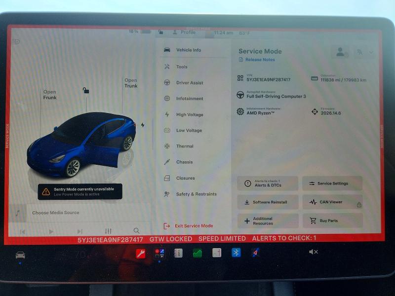 2022 Tesla Model 3 VIN 5YJ3E1EA9NF287417 COPART salvage auction — SIDE, NJ - CERTIFICATE OF TITLE, sold $5,200 on 2026-07-22 (photo 9)