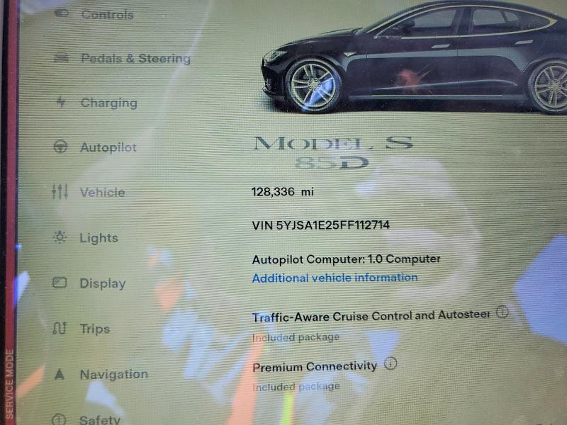2015 Tesla Model s VIN 5YJSA1E25FF112714 COPART salvage auction — UNDERCARRIAGE, CO - DIS/DLR/EXP ONLY CLEAN TITLE, sold $925 on 2026-07-21 (photo 9)