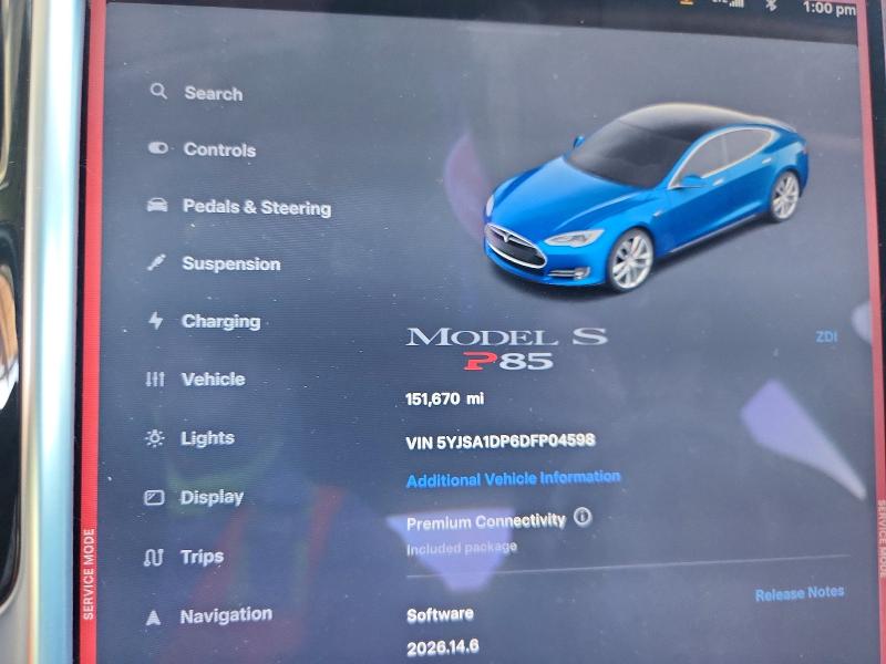 2013 Tesla Model s VIN 5YJSA1DP6DFP04598 COPART salvage auction — FRONT END, Az - Cert Of Title - Salvage, sold $1,100 on 2026-07-28 (photo 9)