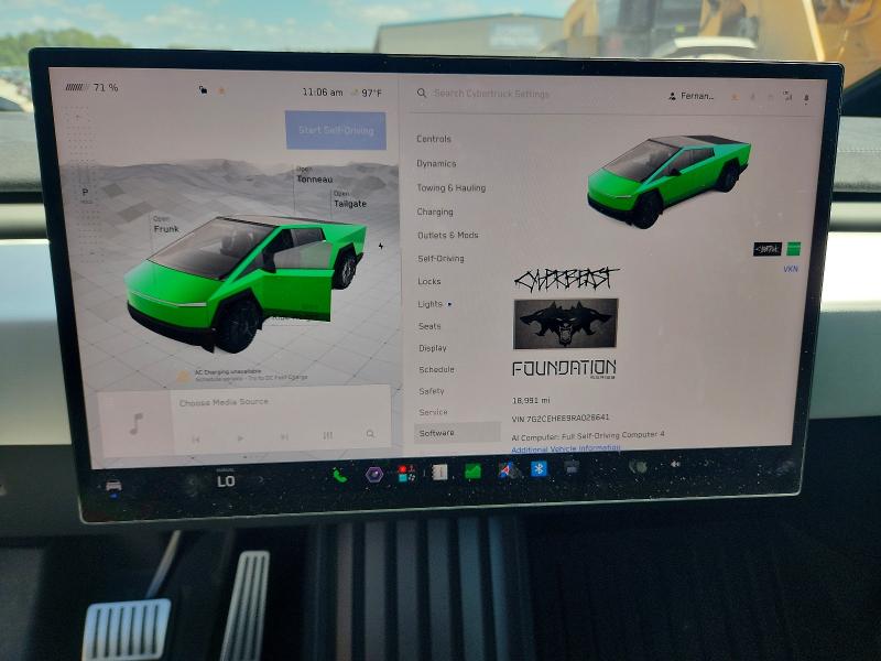 2024 Tesla Cybertruck VIN 7G2CEHEE9RA026641 COPART salvage auction — DAMAGE HISTORY, Tx - Cert Of Title-Rebuilt Salvage (P), sold $40,000 on 2026-07-17 (photo 9)